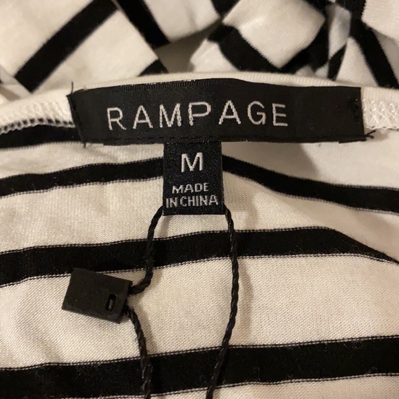 Rampage Black & White Stripe Rayon Open Back Top - Picture 5 of 6